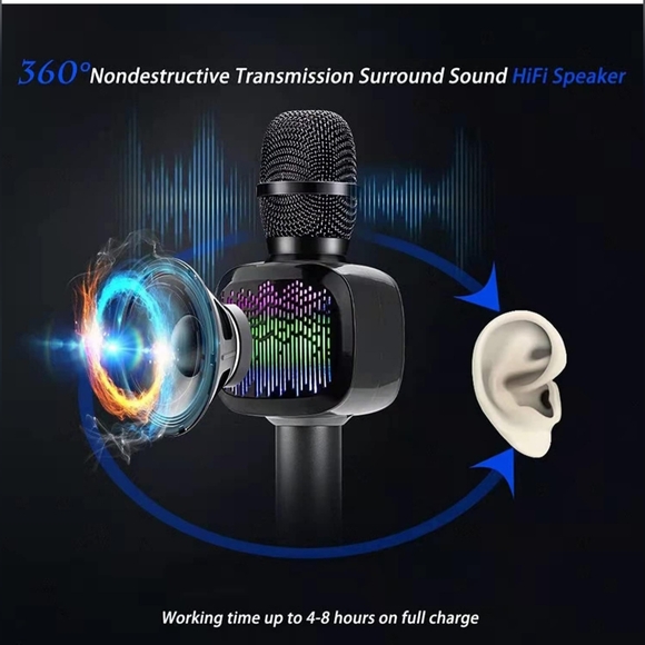 BONAOK Wireless Bluetooth Karaoke Microphone with Dual Sing, LED Lights, Portabl - Picture 5 of 8